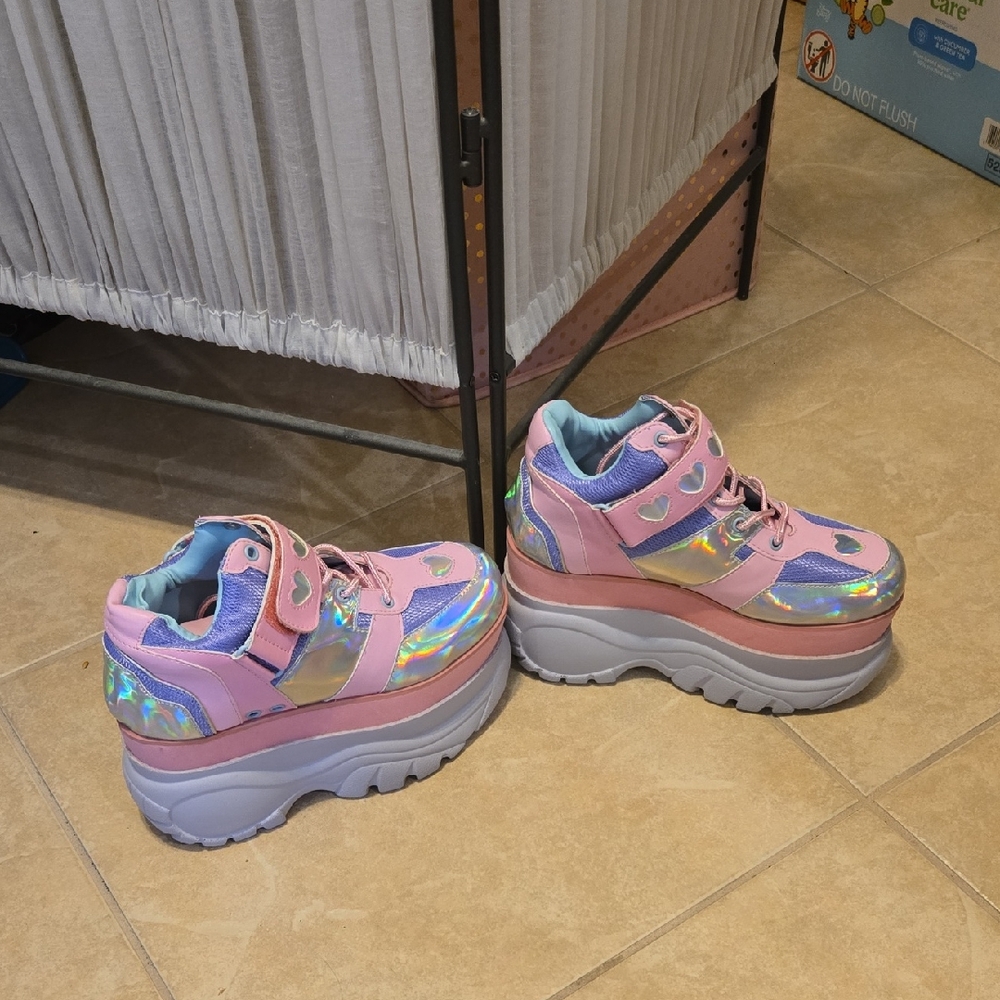 Sugar Thrillz Pink and Silver Platform Shoes